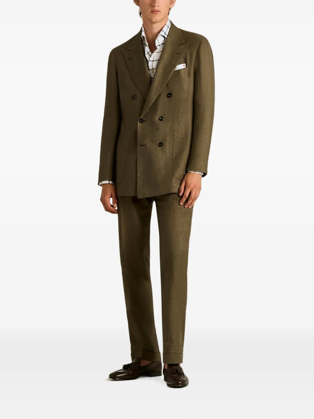 Kiton Pak met dubbele rij knopen Bruin