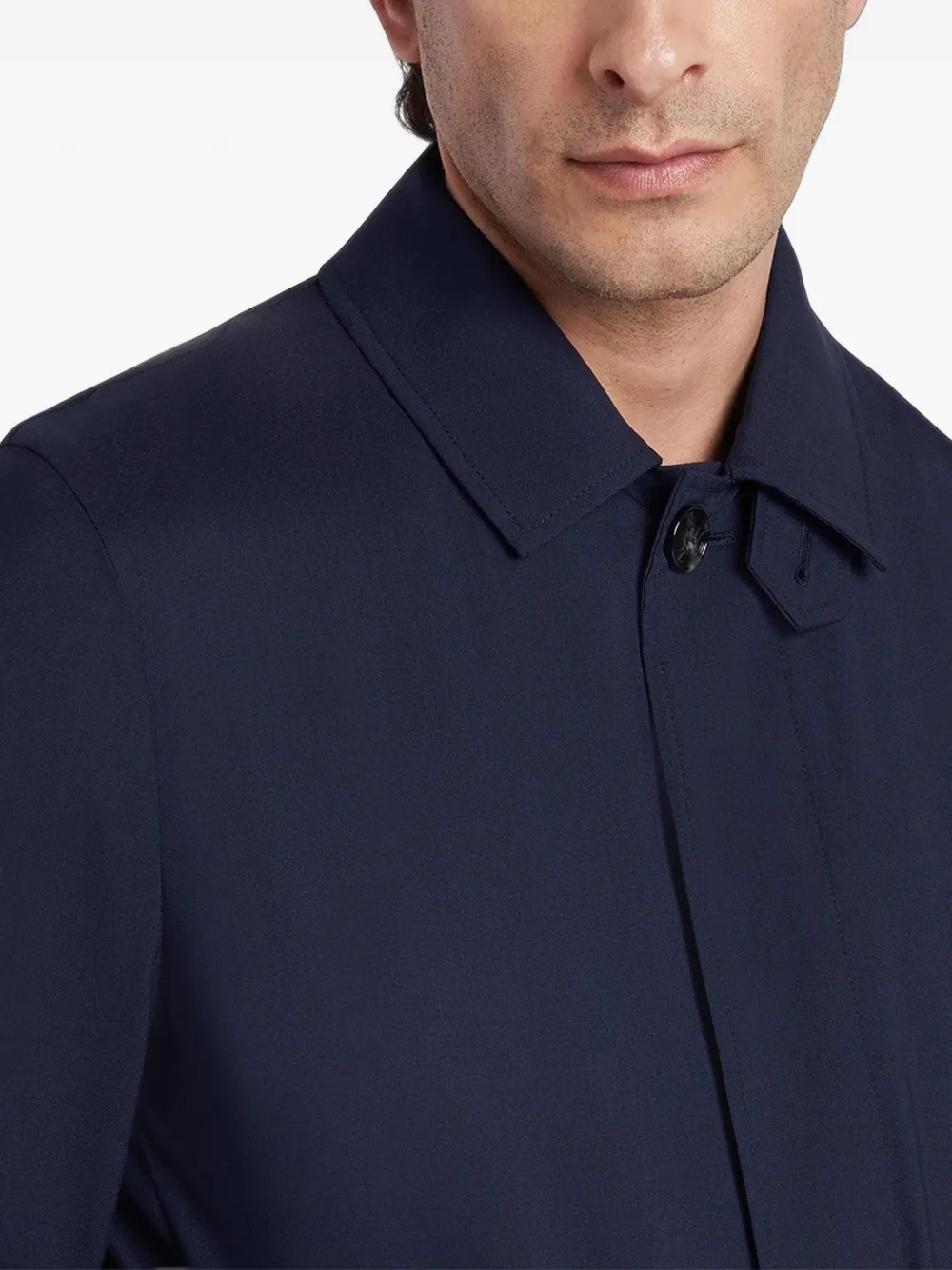 Kiton Trenchcoat met enkele rij knopen Blauw