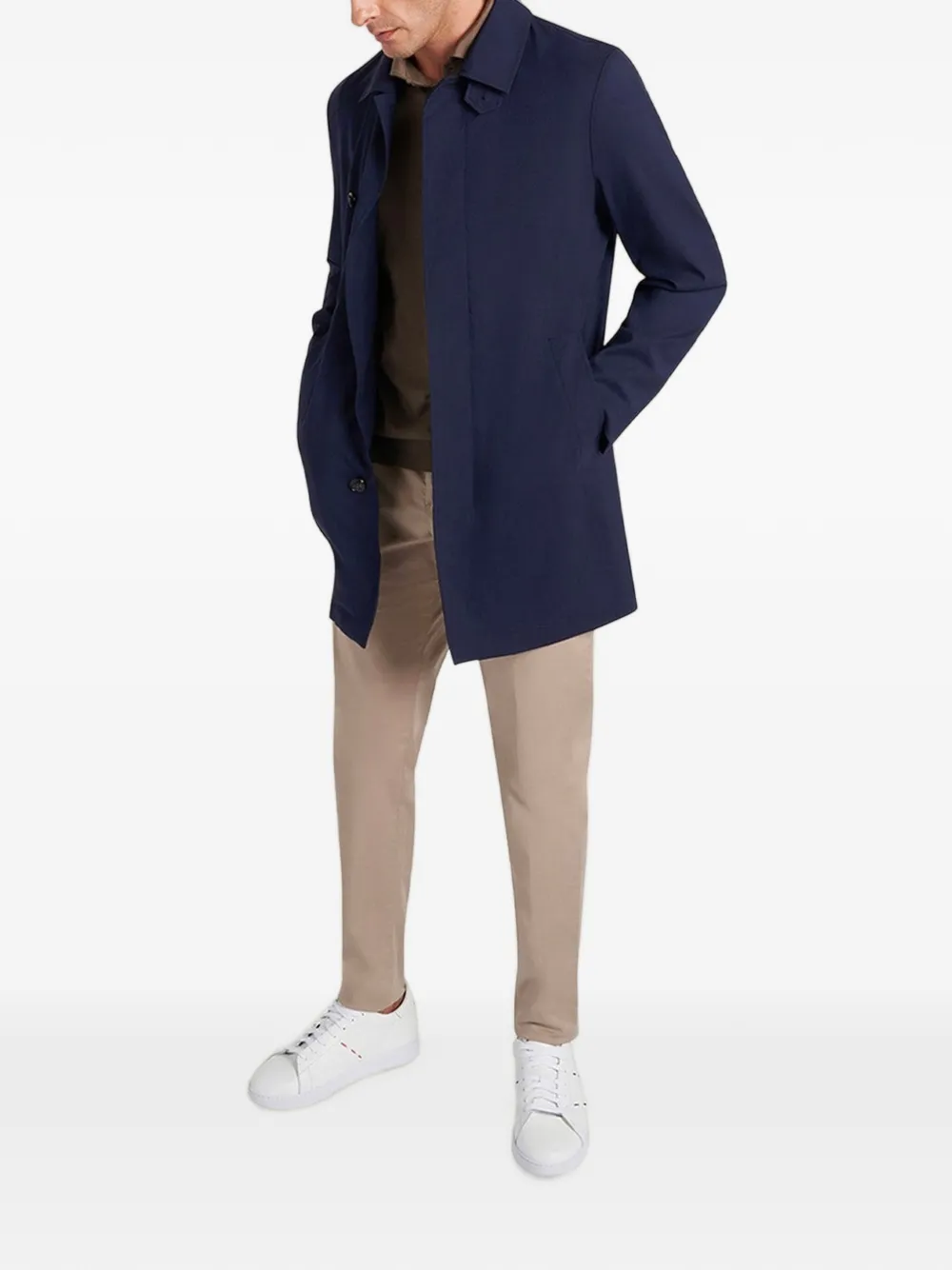 Kiton Trenchcoat met enkele rij knopen Blauw