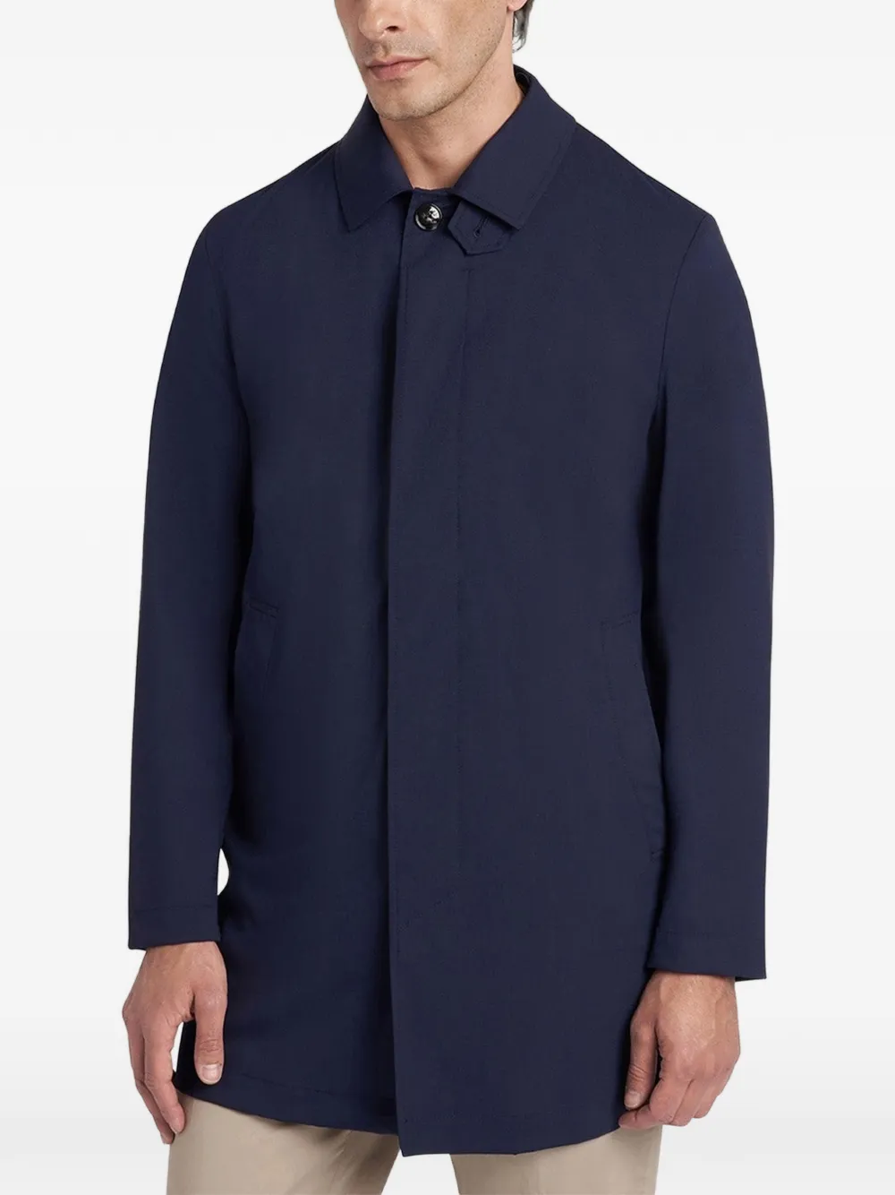 Kiton Trenchcoat met enkele rij knopen Blauw