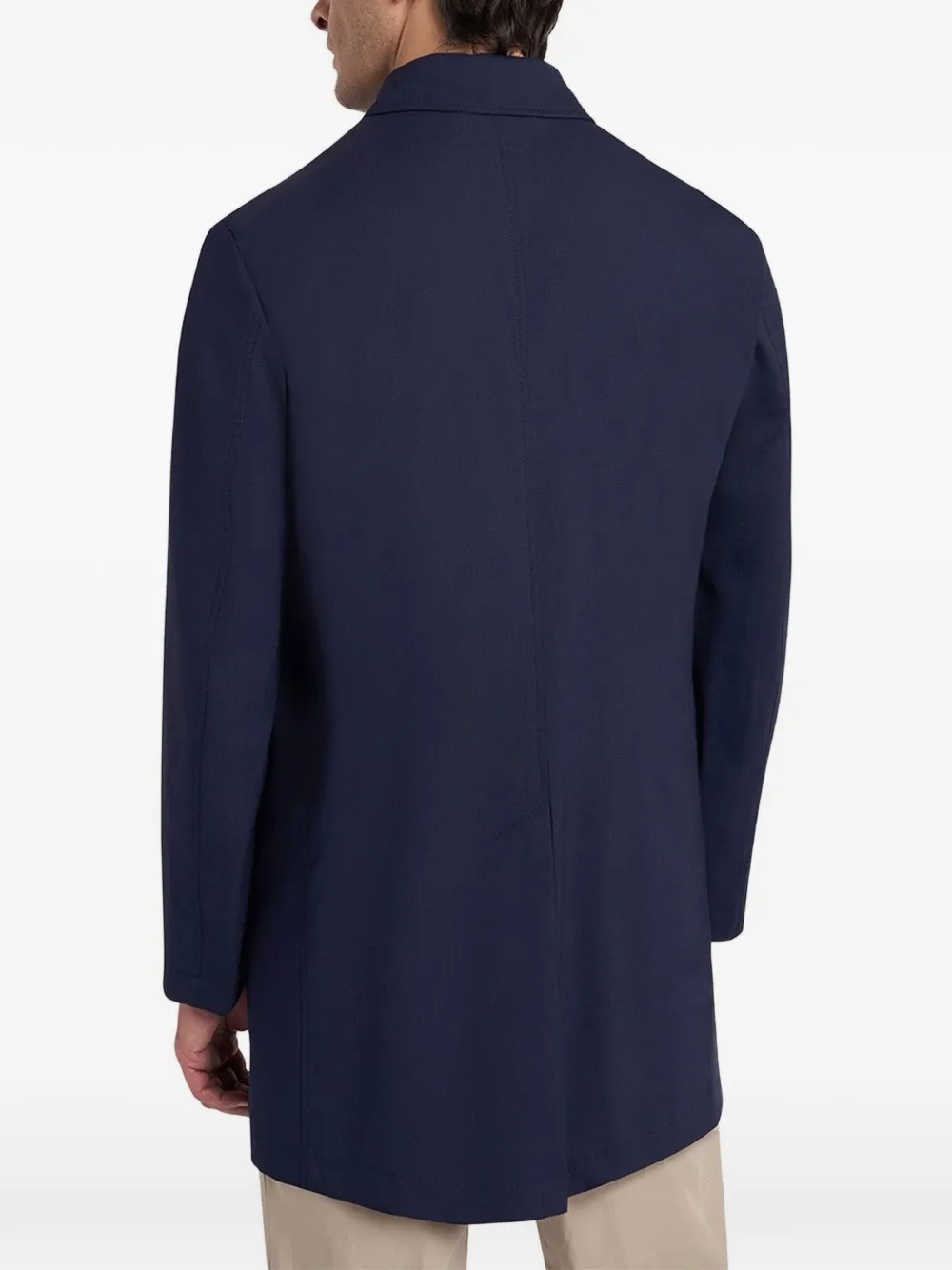 Kiton Trenchcoat met enkele rij knopen Blauw