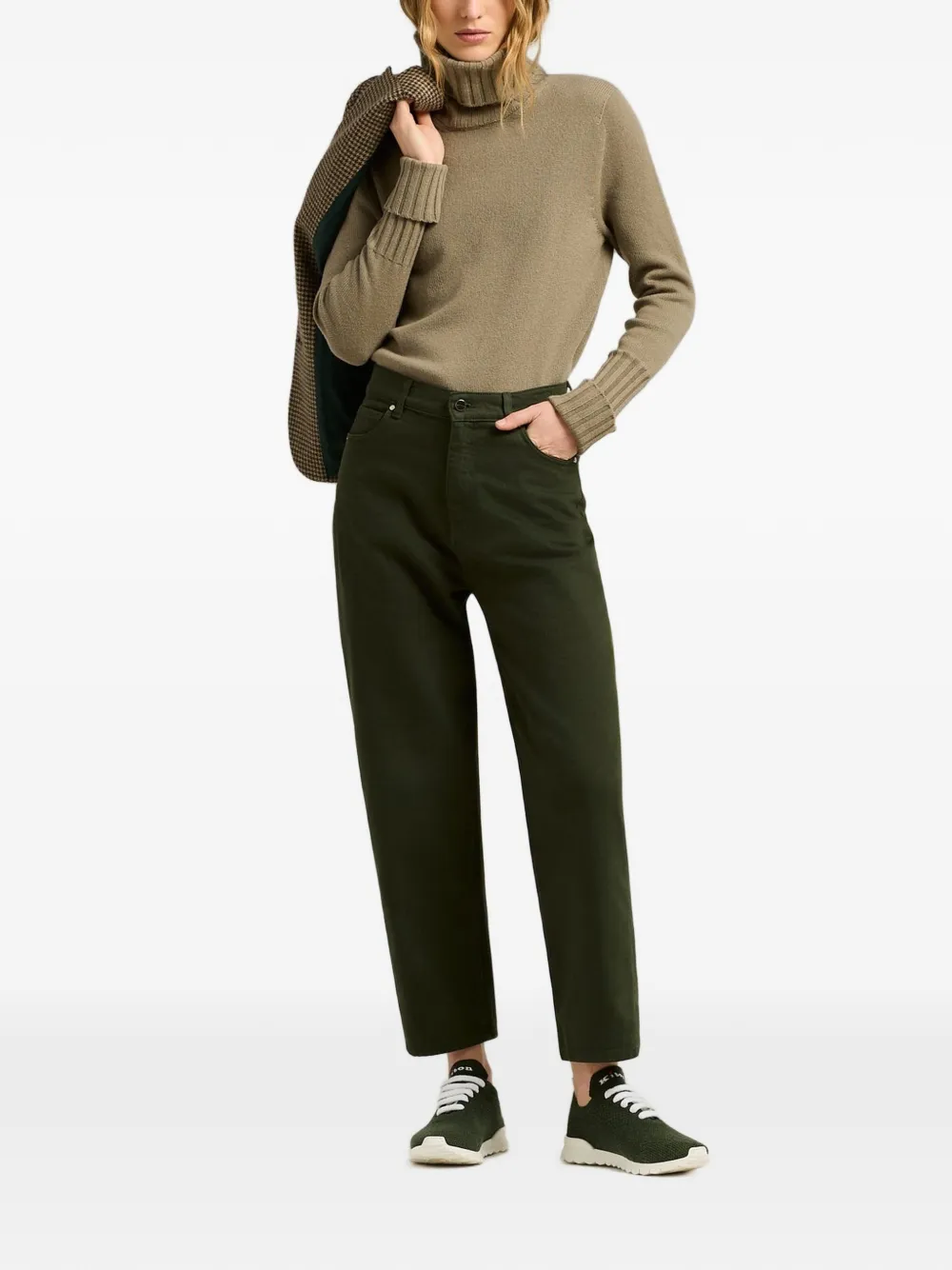Kiton Ribgebreide coltrui Beige