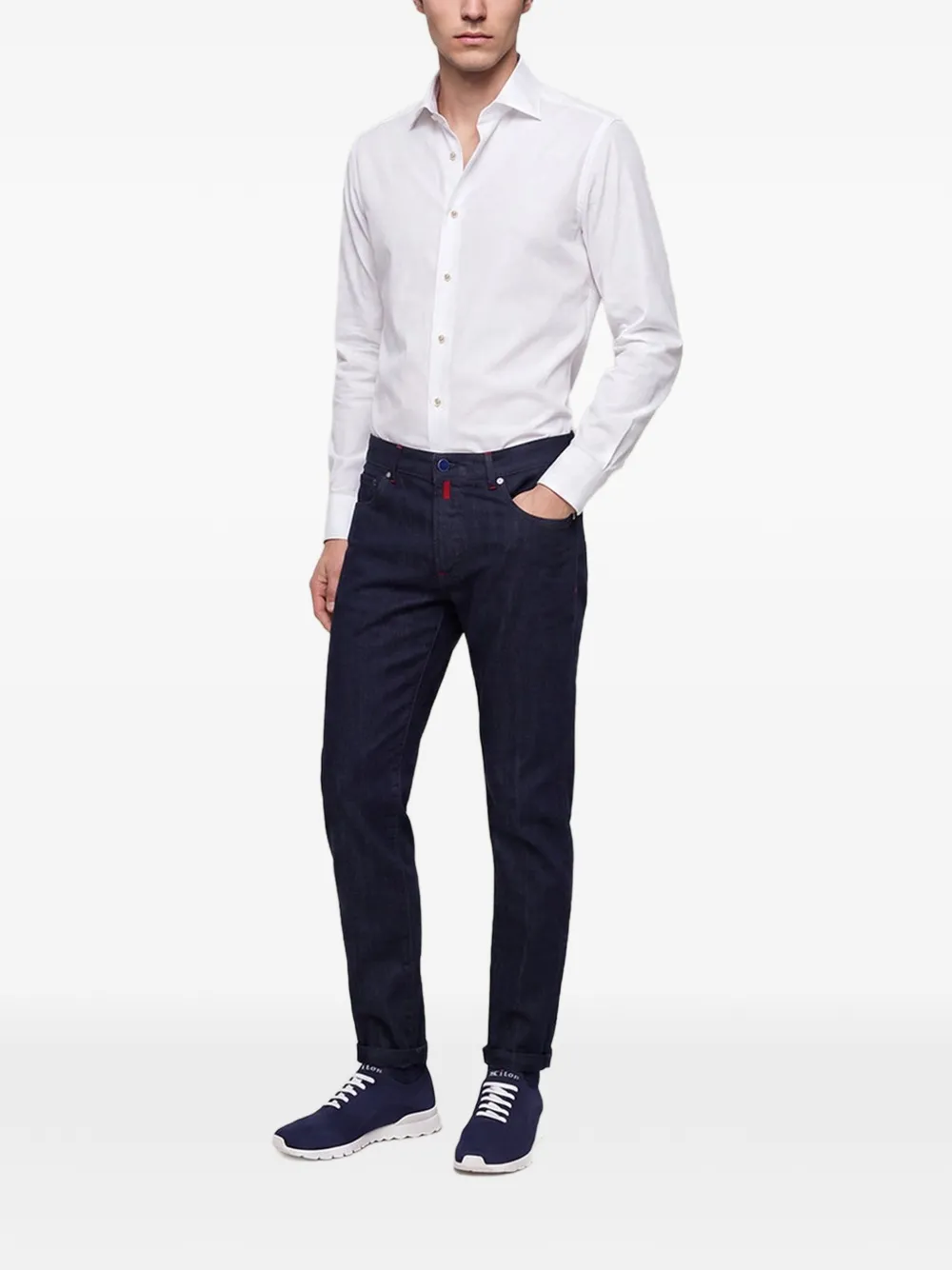Kiton long-sleeve cotton shirt Wit