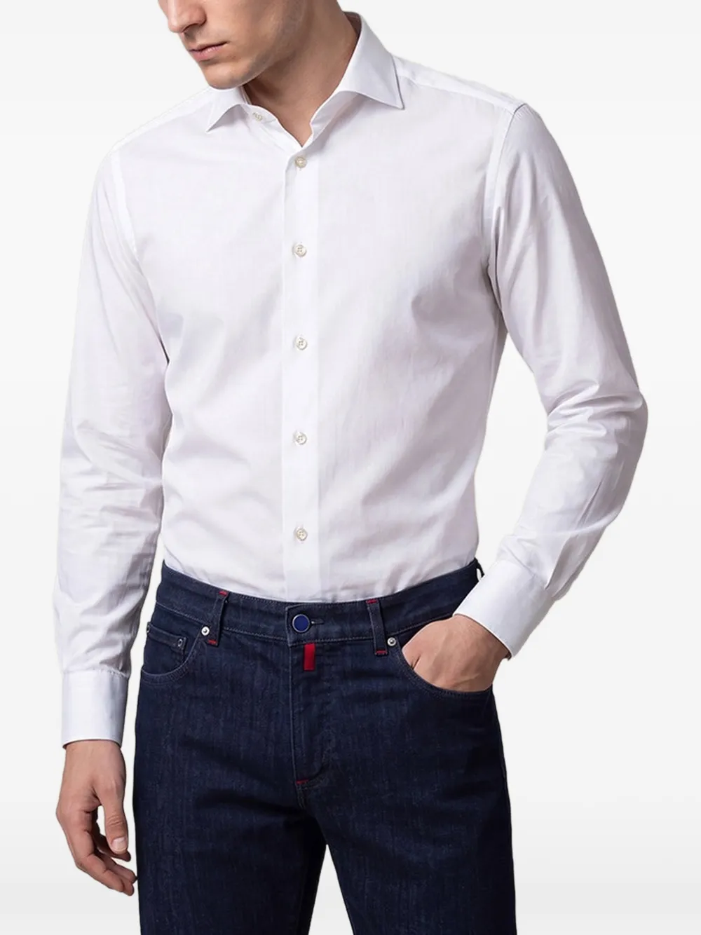 Kiton long-sleeve cotton shirt Wit