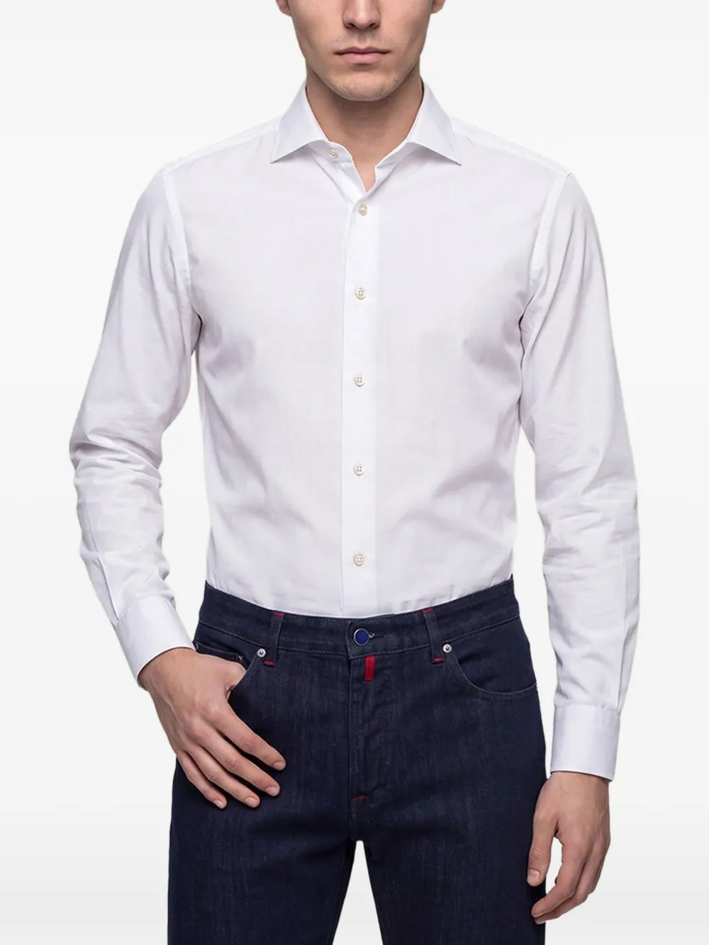 Kiton long-sleeve cotton shirt Wit