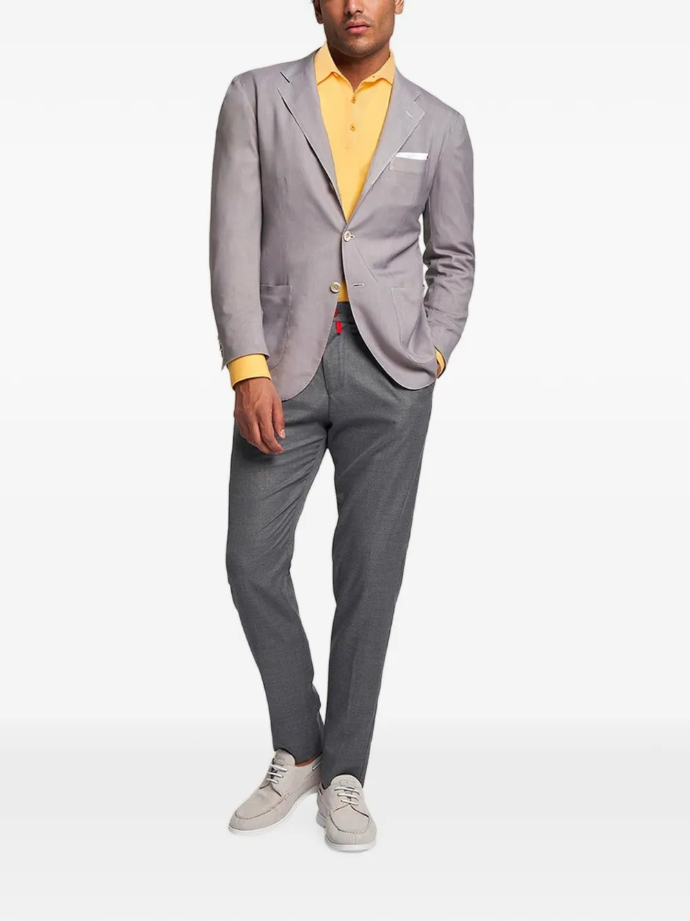 Kiton Jack met enkele rij knopen Grijs