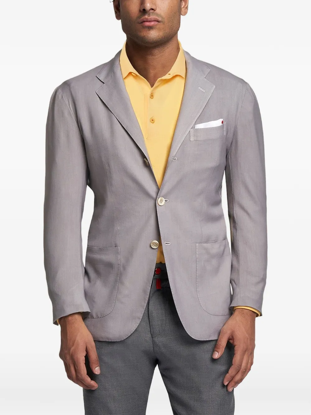 Kiton Jack met enkele rij knopen Grijs