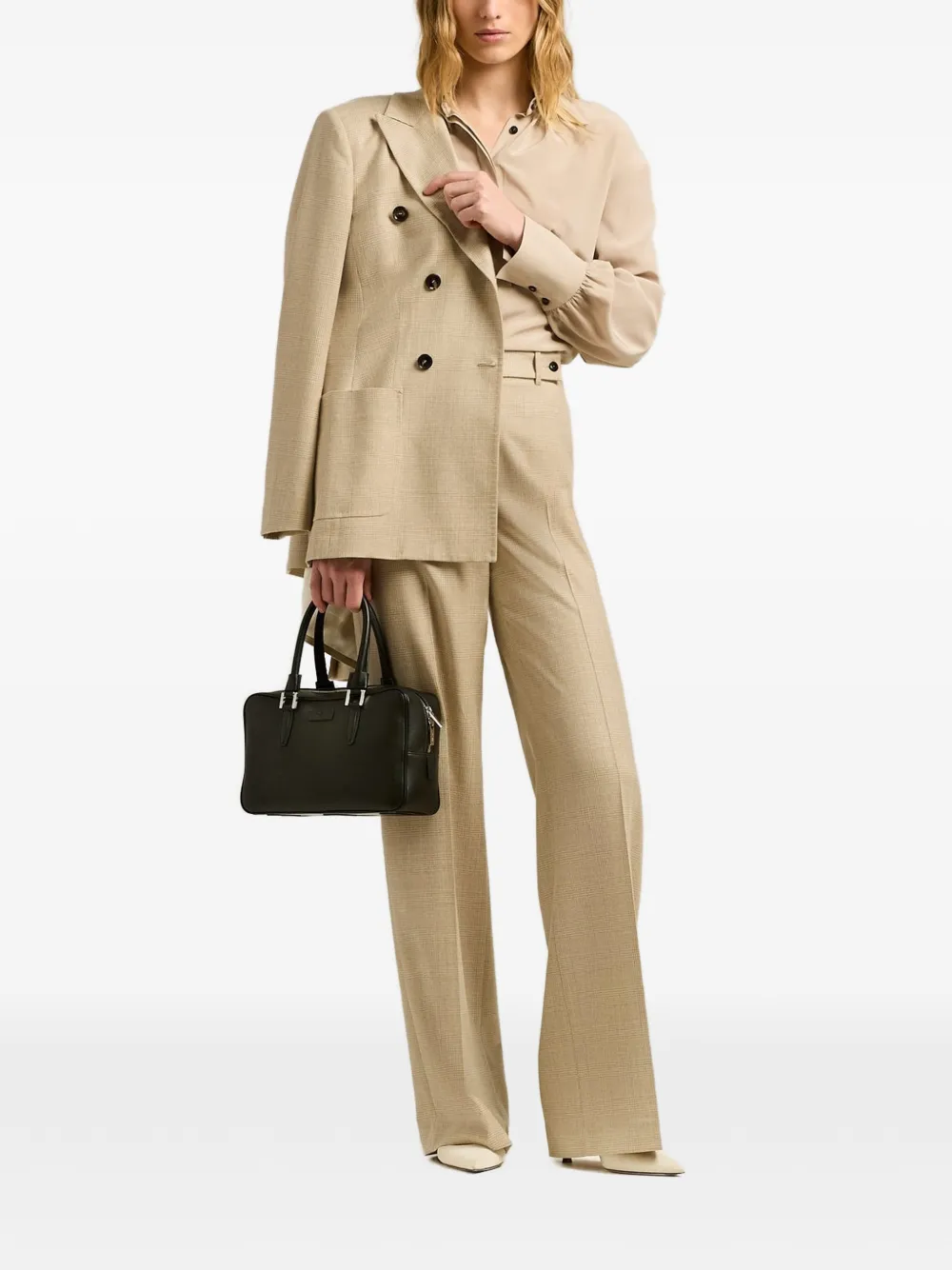 Kiton Kiss grained leather tote bag Zwart