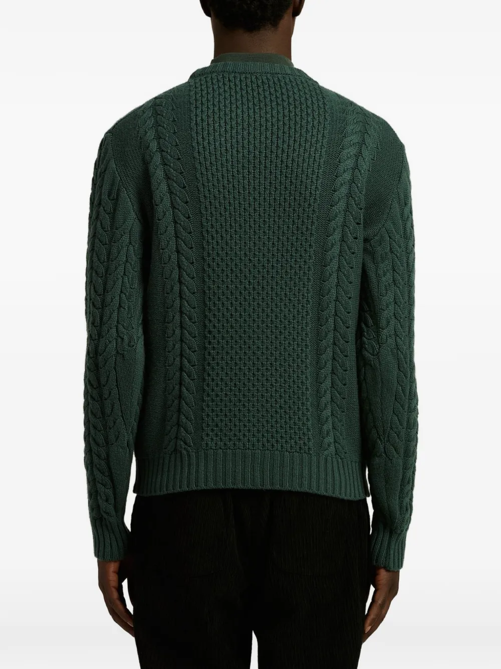 Kiton Kabelgebreide trui Groen