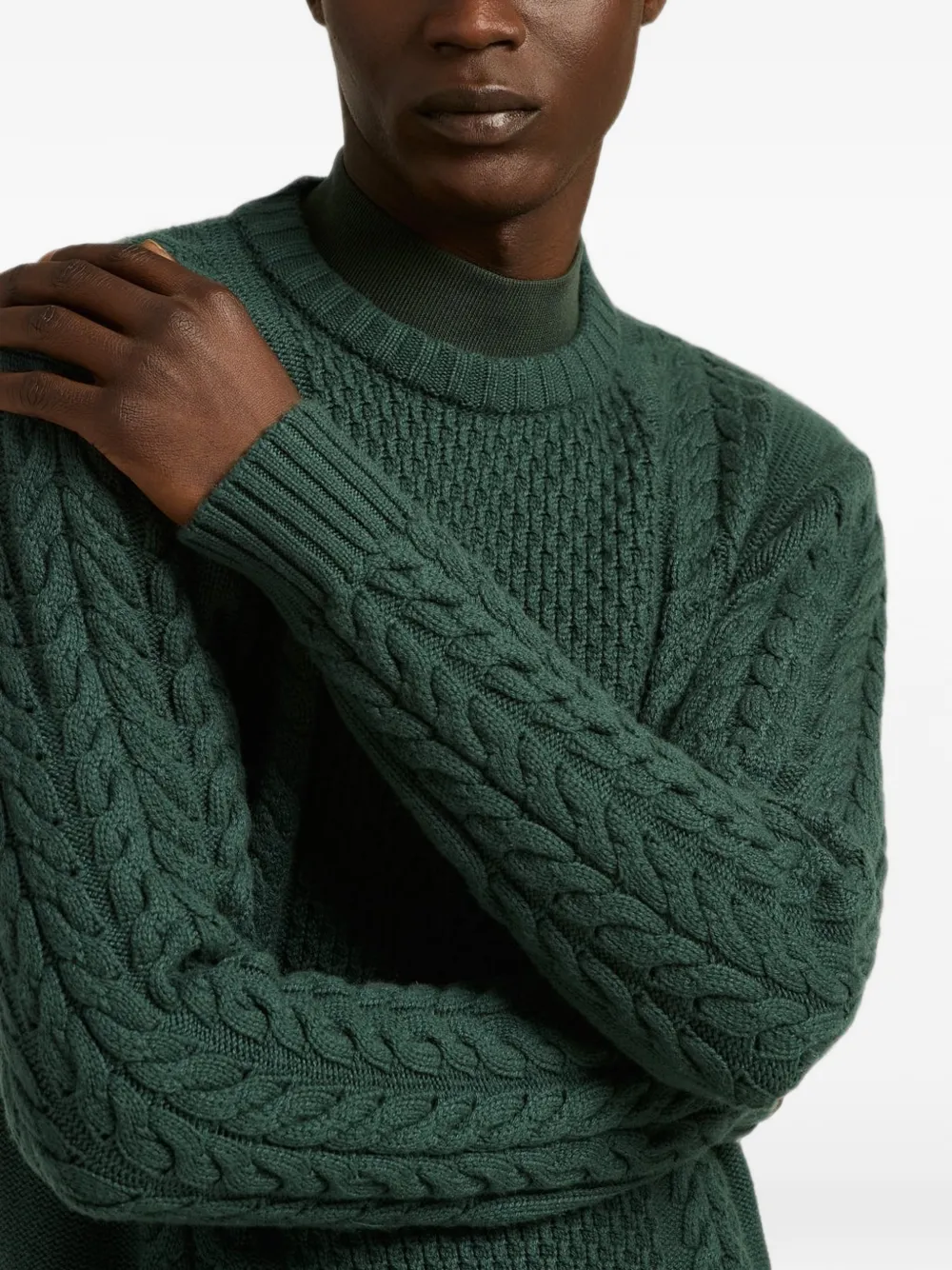 Kiton Kabelgebreide trui Groen