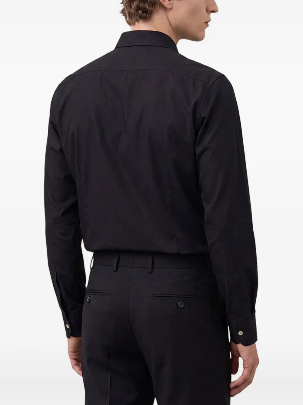Kiton Overhemd met lage Franse kraag Zwart
