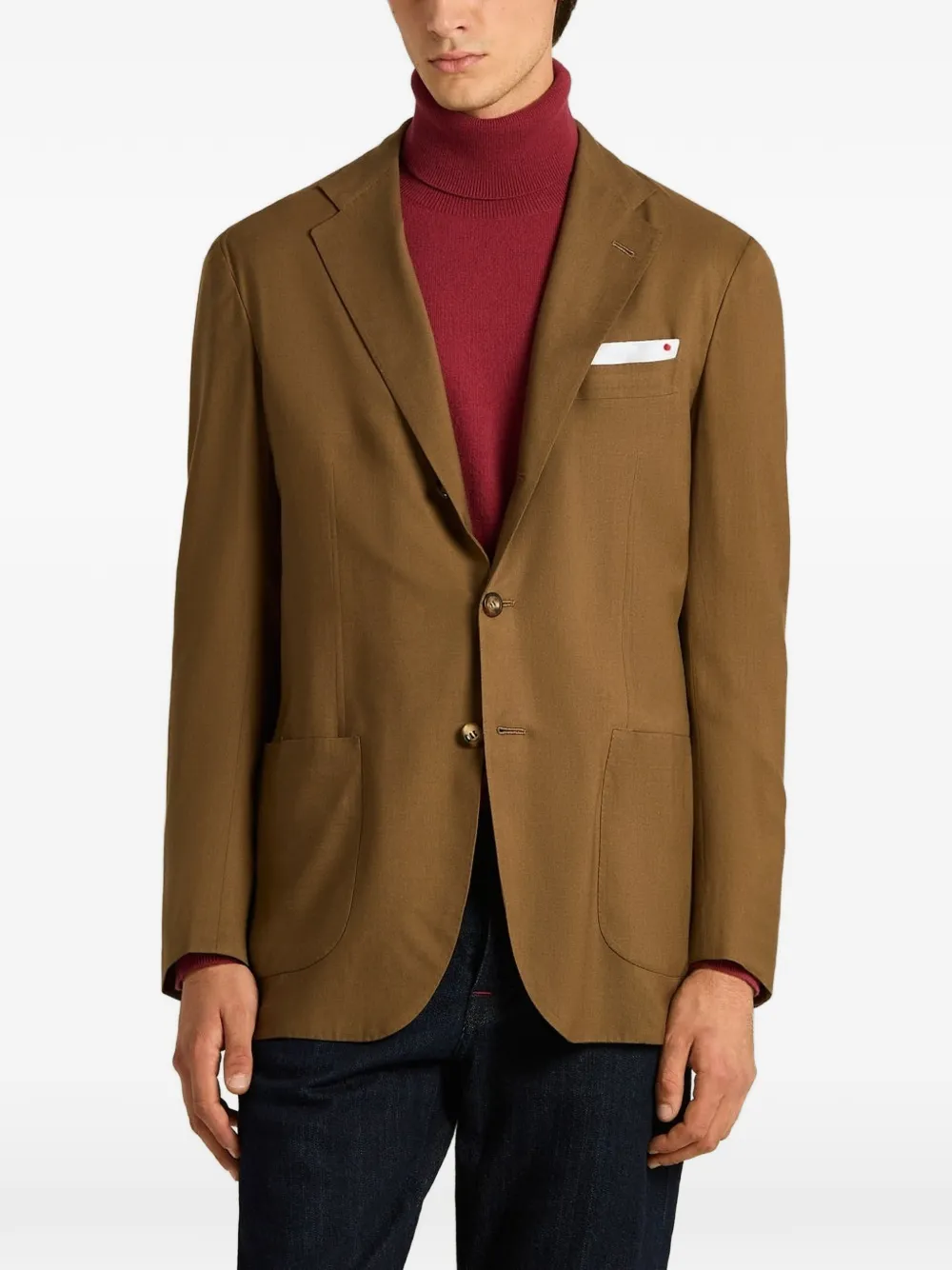 Kiton Blazer met enkele rij knopen Bruin