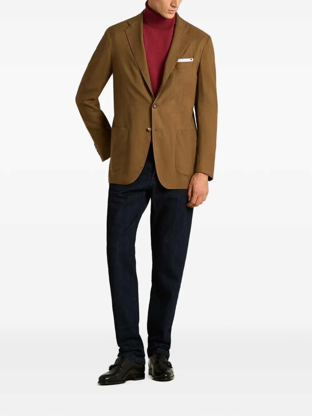 Kiton Blazer met enkele rij knopen Bruin