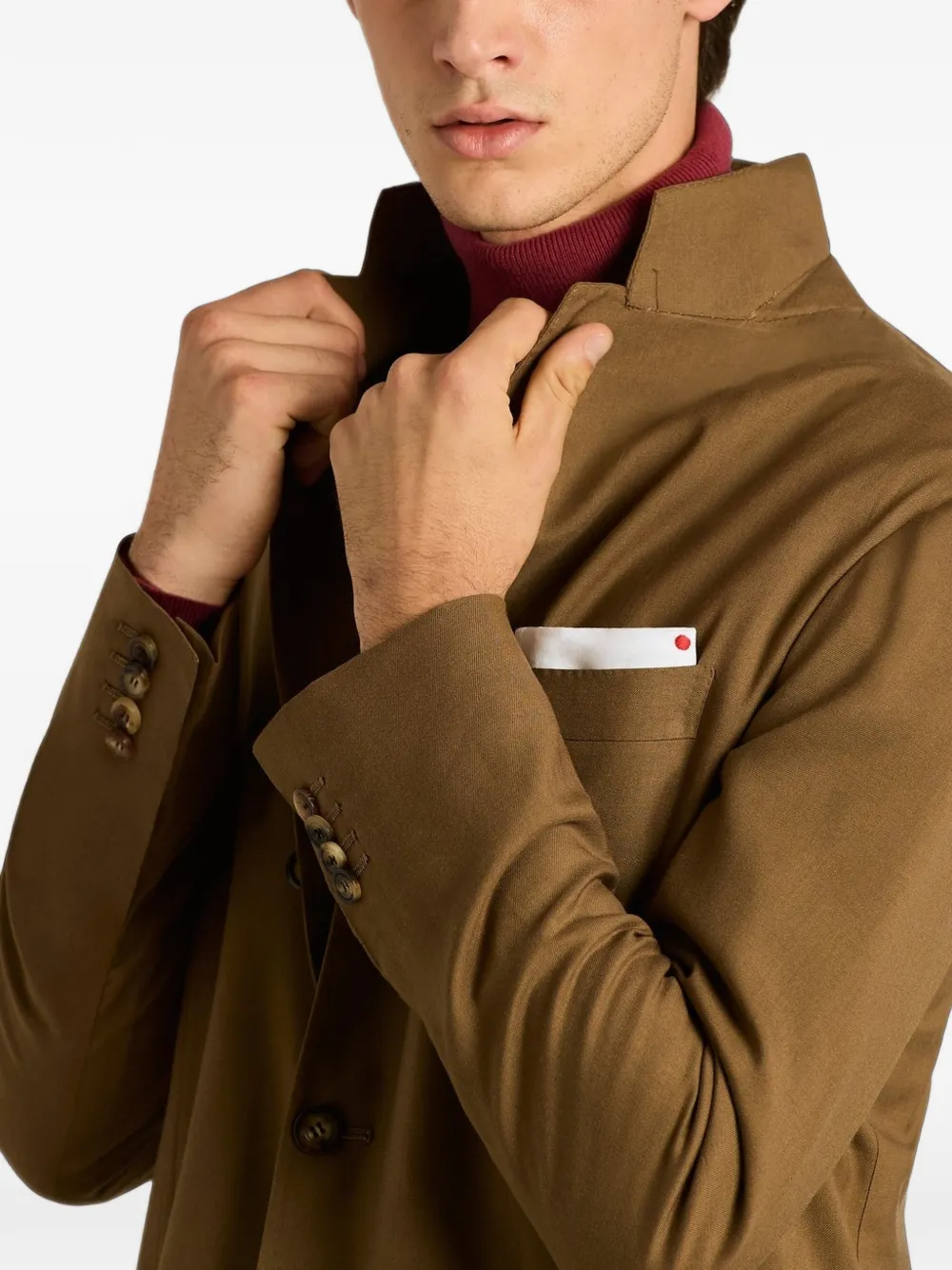 Kiton Blazer met enkele rij knopen Bruin