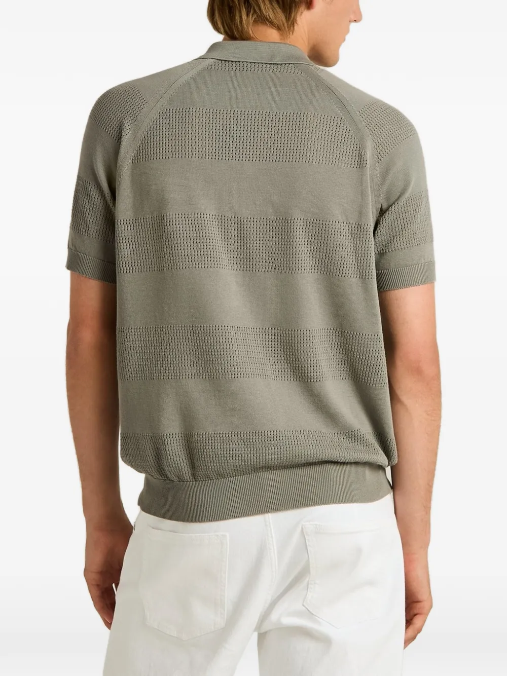 Kiton Poloshirt met rits en opengewerkte streep Grijs