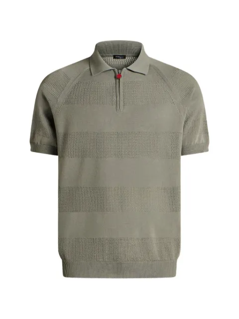 Kiton openwork-stripe zipped polo shirt
