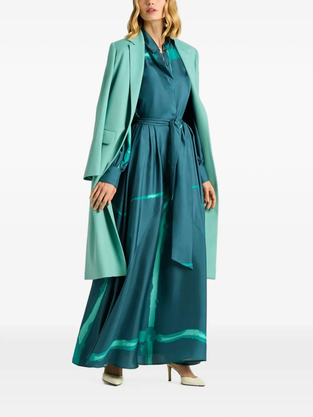 Kiton Mantel met ceintuur Blauw