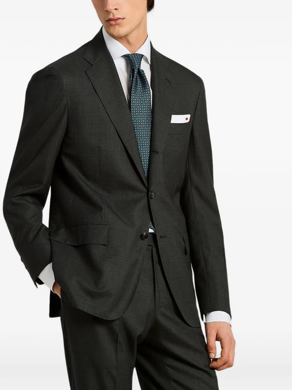 Kiton Zijden stropdas met geometrisch patroon Bruin