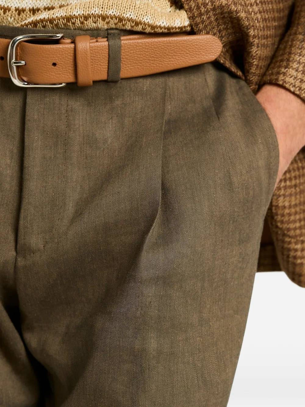 Kiton Broek met figuurnaden en omgeslagen pijpen Bruin
