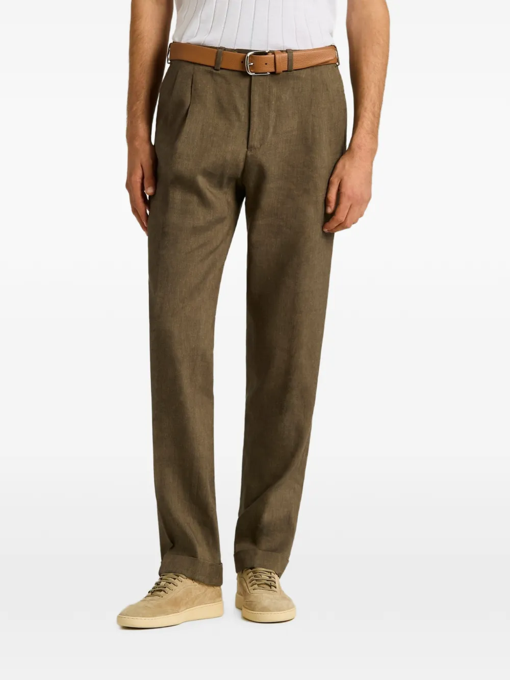 Kiton Broek met figuurnaden en omgeslagen pijpen Bruin