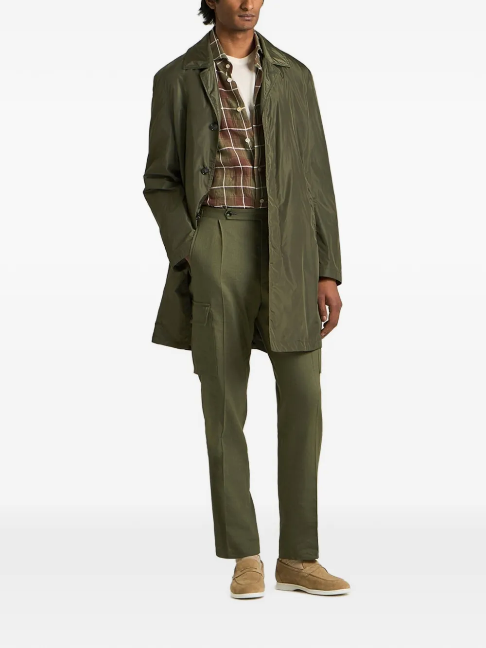 Kiton checked long-sleeve shirt Groen