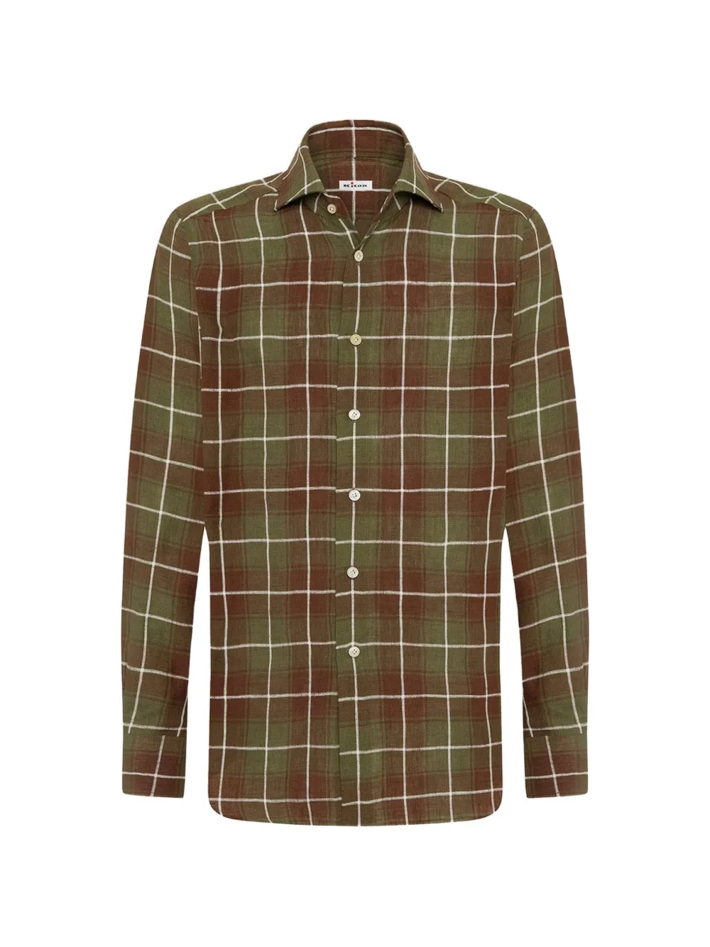 Kiton checked long-sleeve shirt Groen