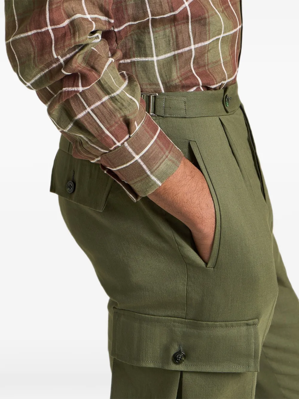 Kiton checked long-sleeve shirt Groen