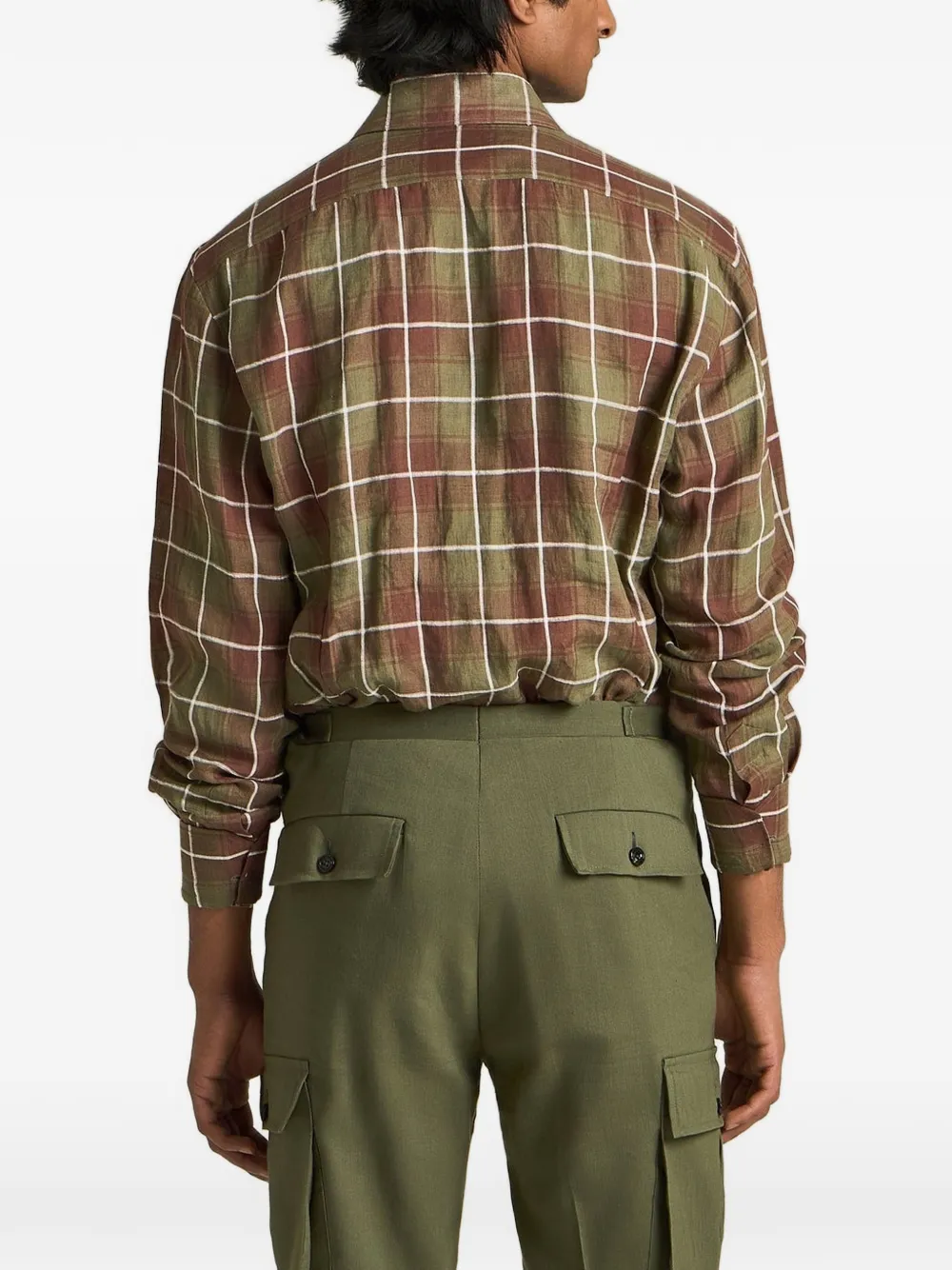 Kiton checked long-sleeve shirt Groen