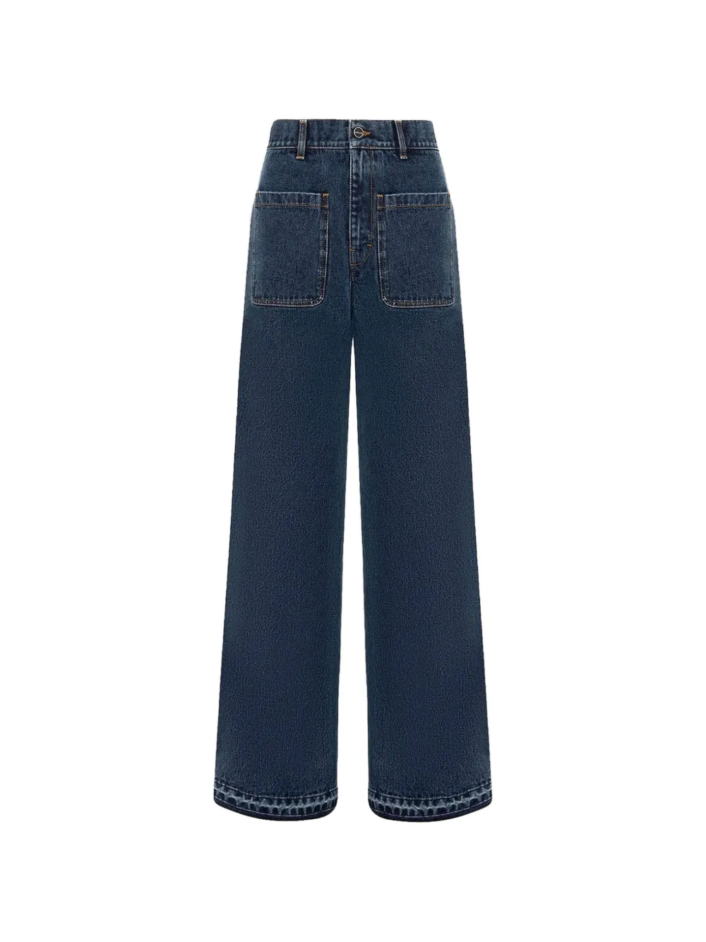 Kiton logo-embroidered patch-pocket jeans Blauw
