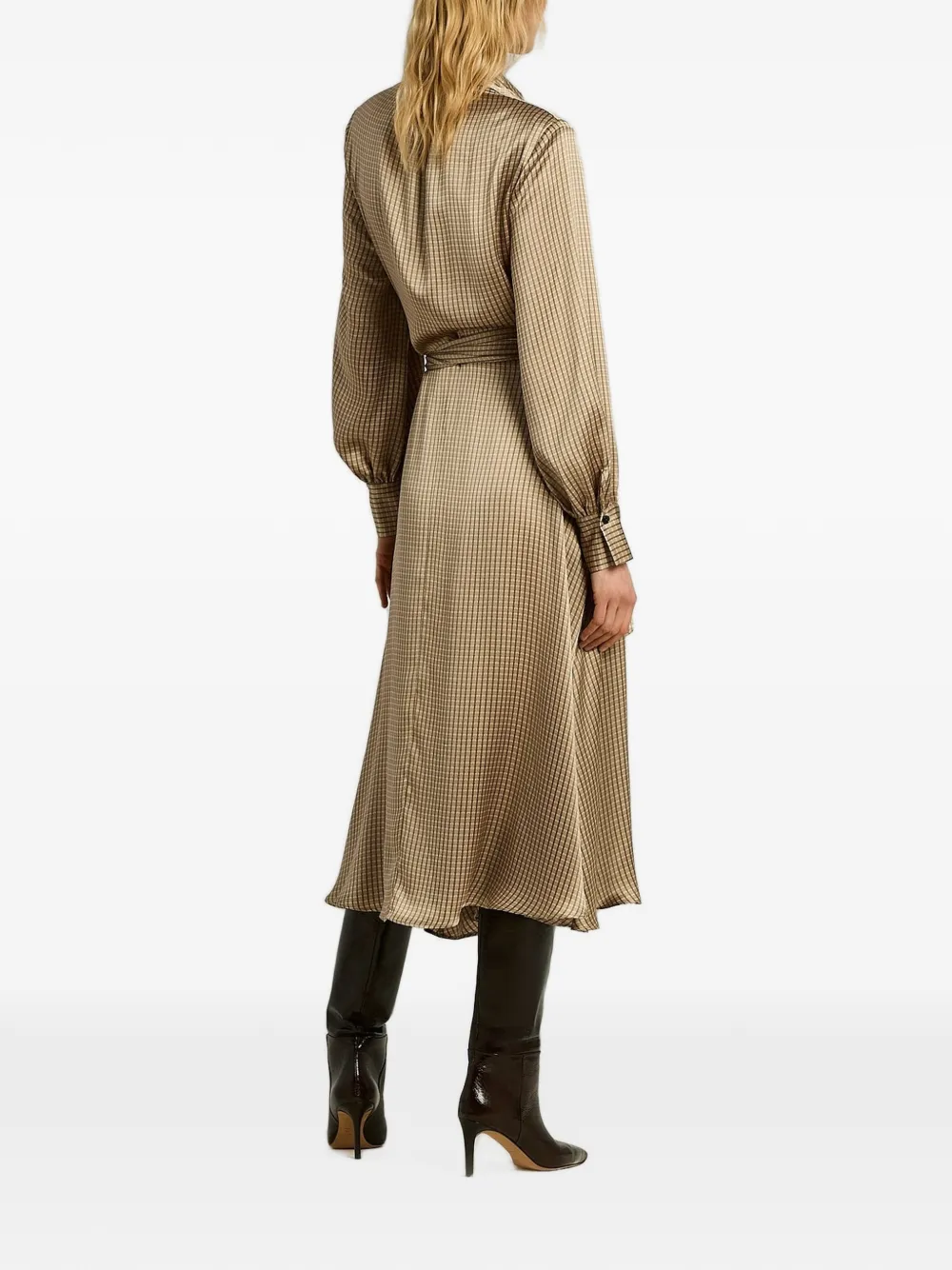 Kiton Jurk met geometrisch patroon en ceintuur Beige