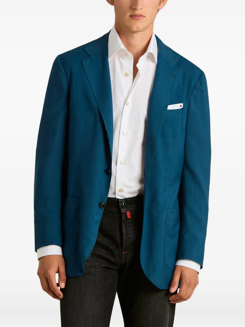 Kiton Jack met enkele rij knopen Blauw