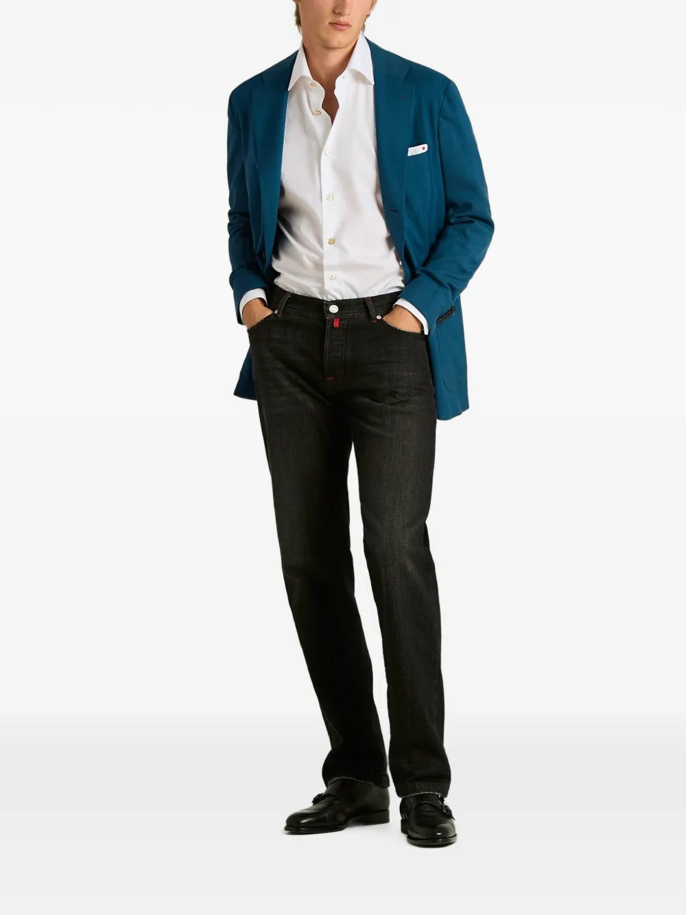 Kiton Jack met enkele rij knopen Blauw