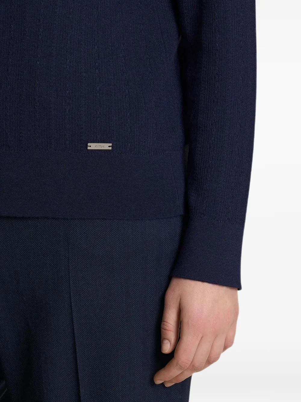 Kiton Ribgebreide trui Blauw