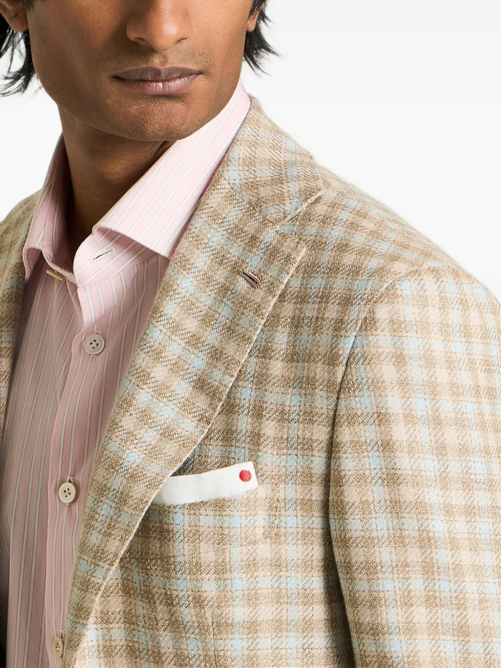 Kiton Blazer met kleine ruiten Bruin