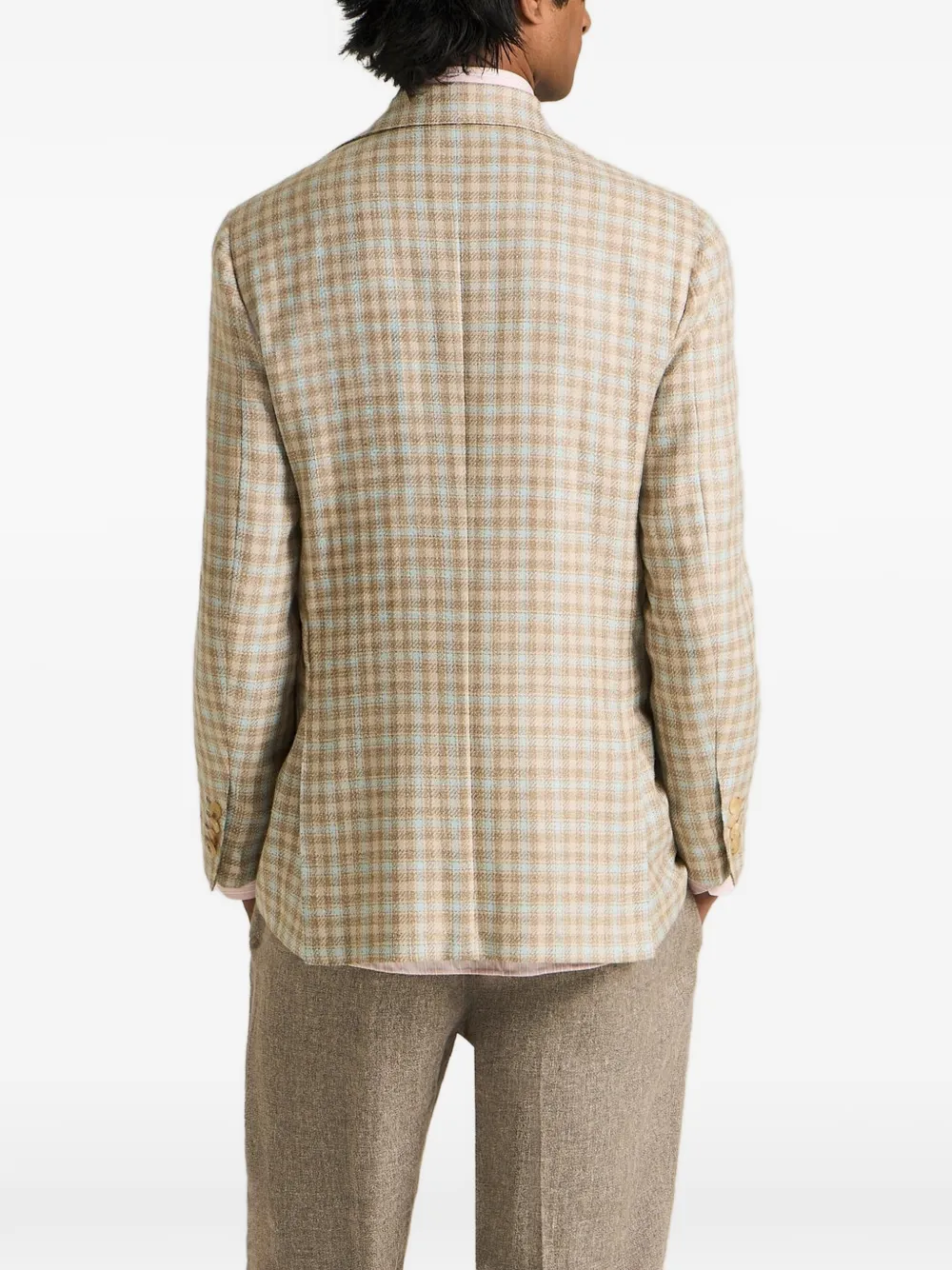 Kiton Blazer met kleine ruiten Bruin