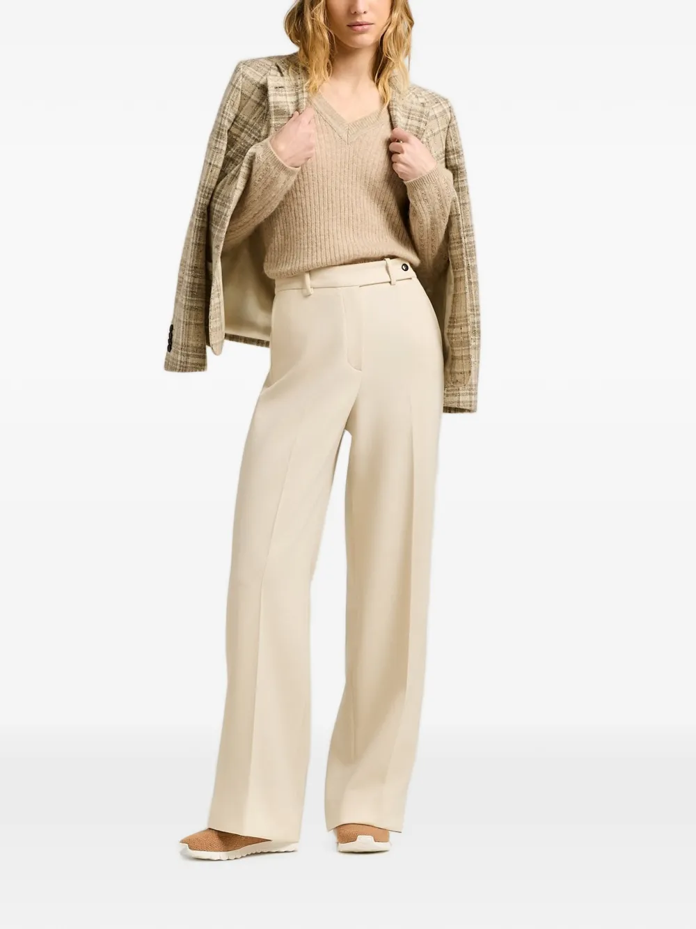 Kiton Broek met wijde pijpen Beige