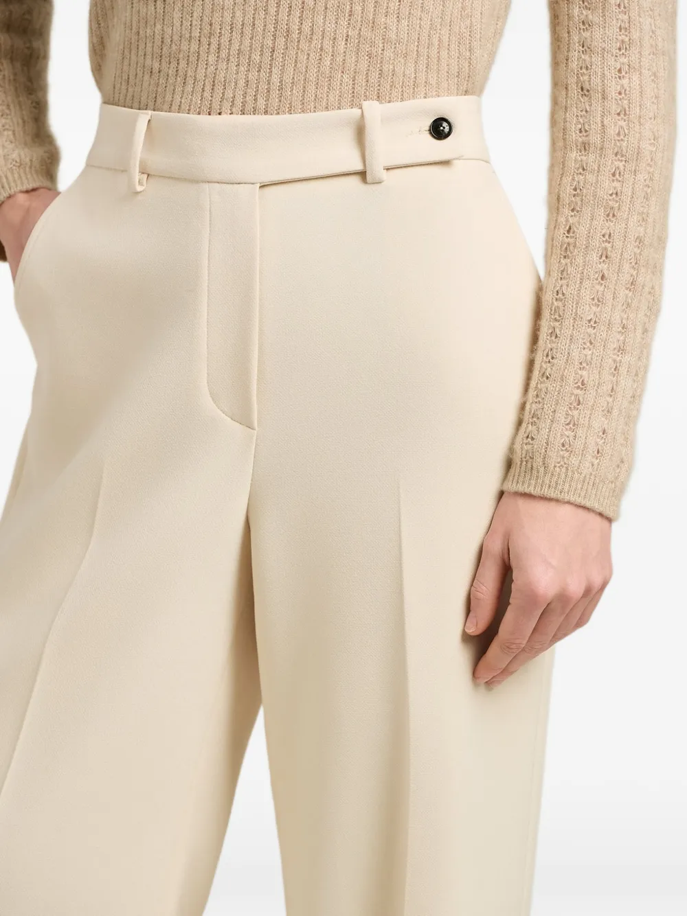 Kiton Broek met wijde pijpen Beige