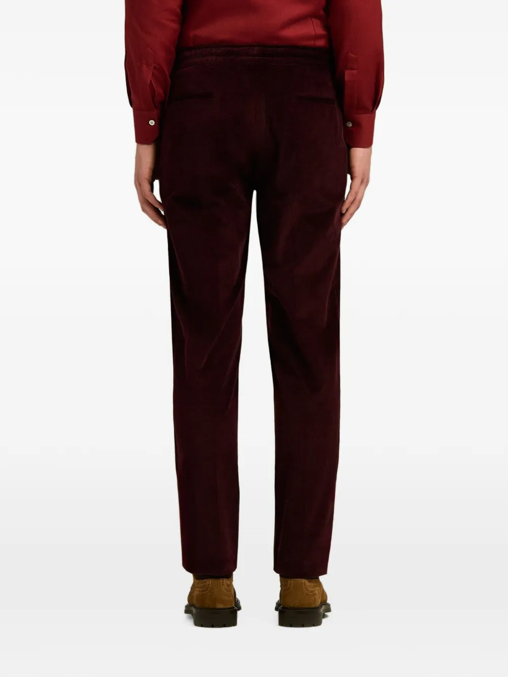 Kiton Ribfluwelen broek met stippen Rood