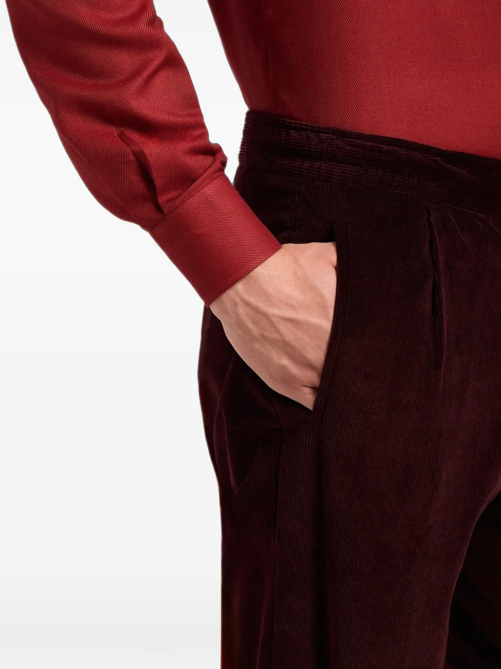 Kiton Ribfluwelen broek met stippen Rood