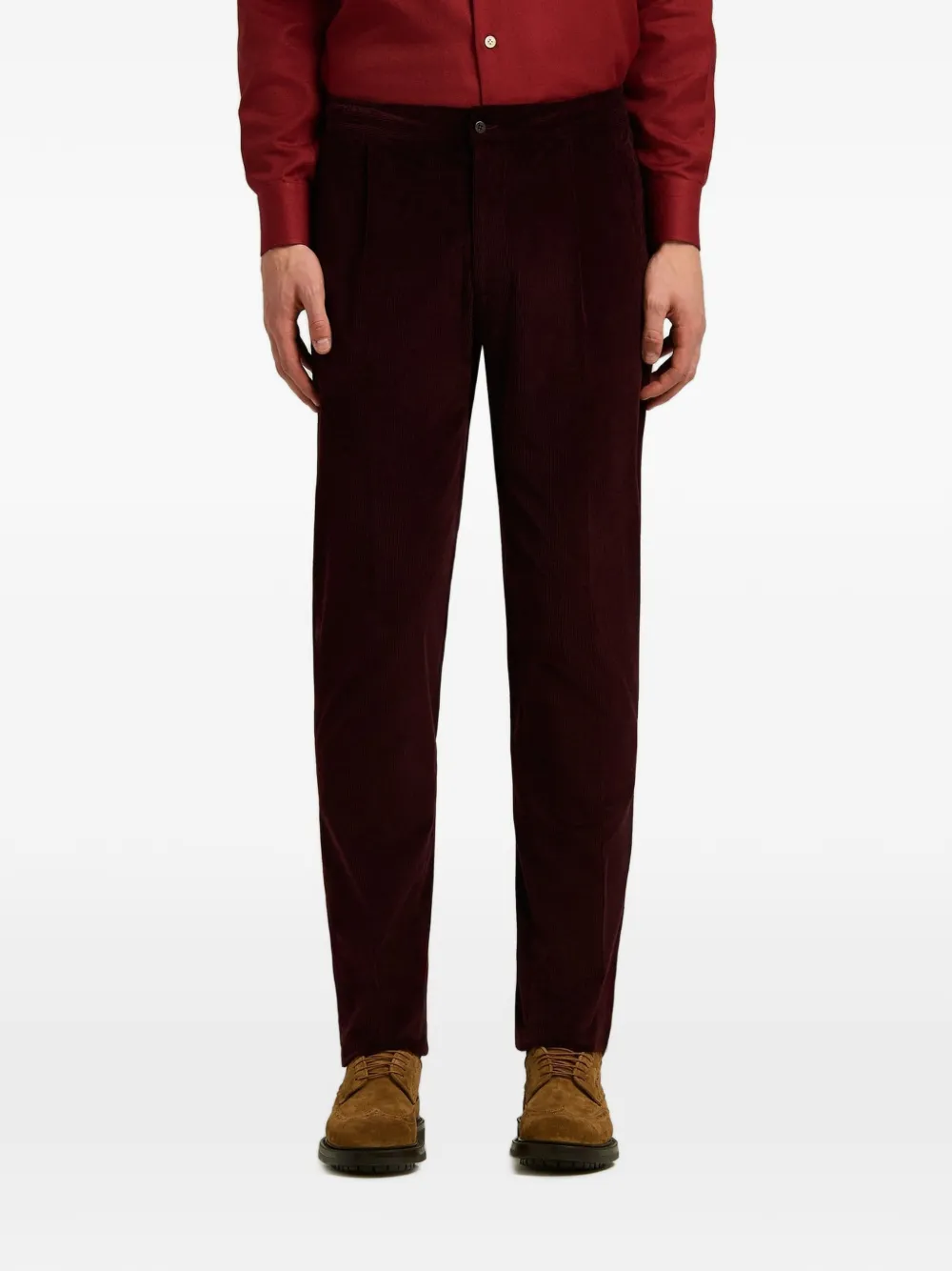 Kiton Ribfluwelen broek met stippen Rood