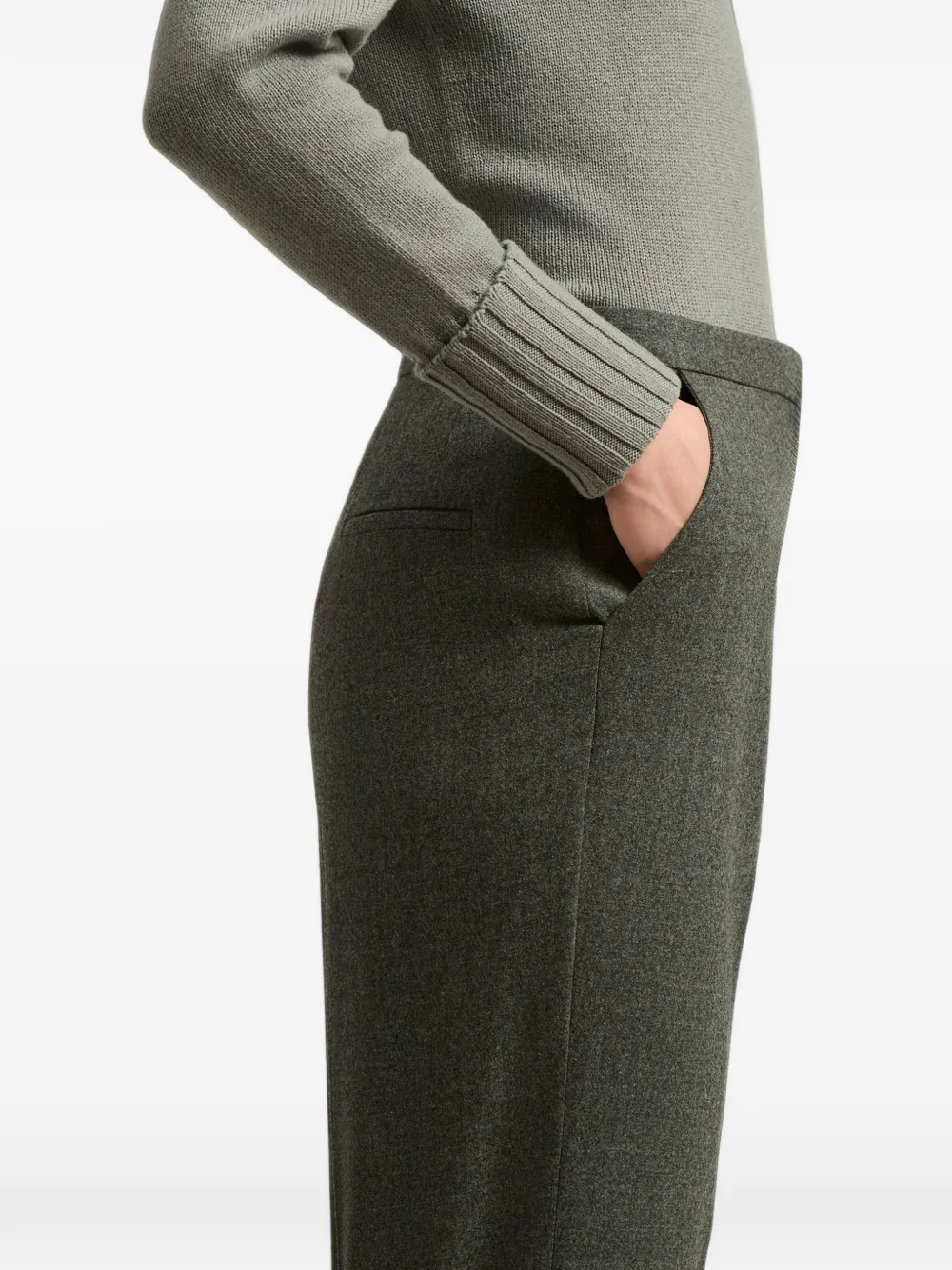 Kiton pressed-crease flared trousers Grijs