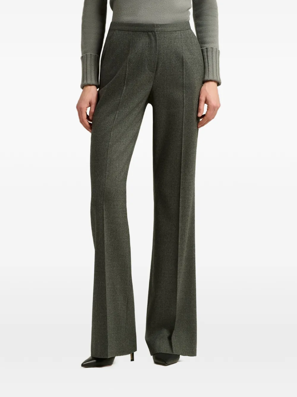 Kiton pressed-crease flared trousers Grijs