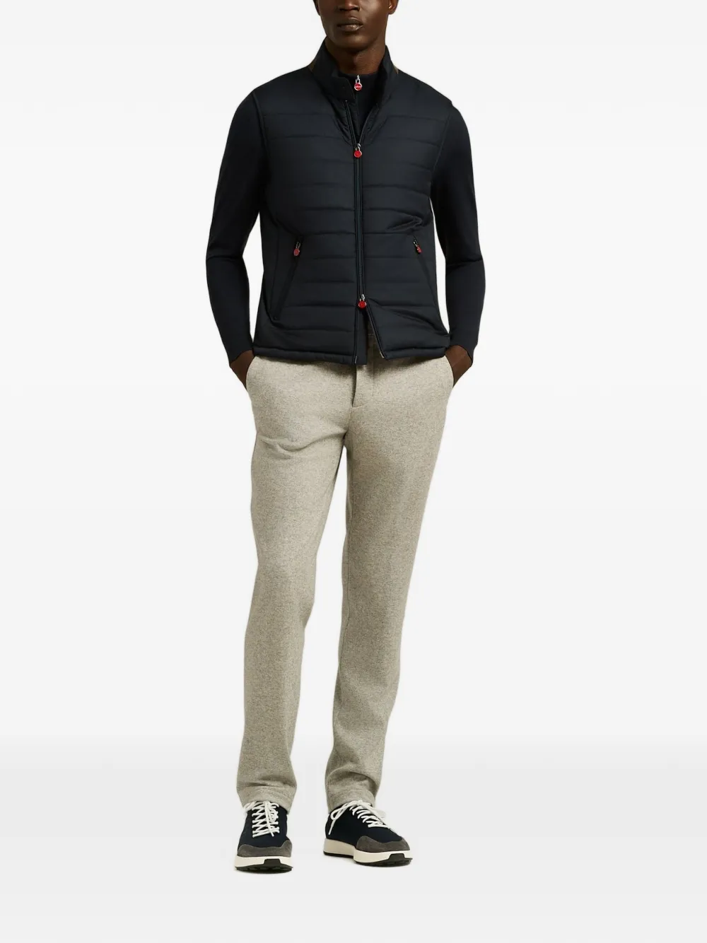Kiton melange-effect tailored trousers Beige