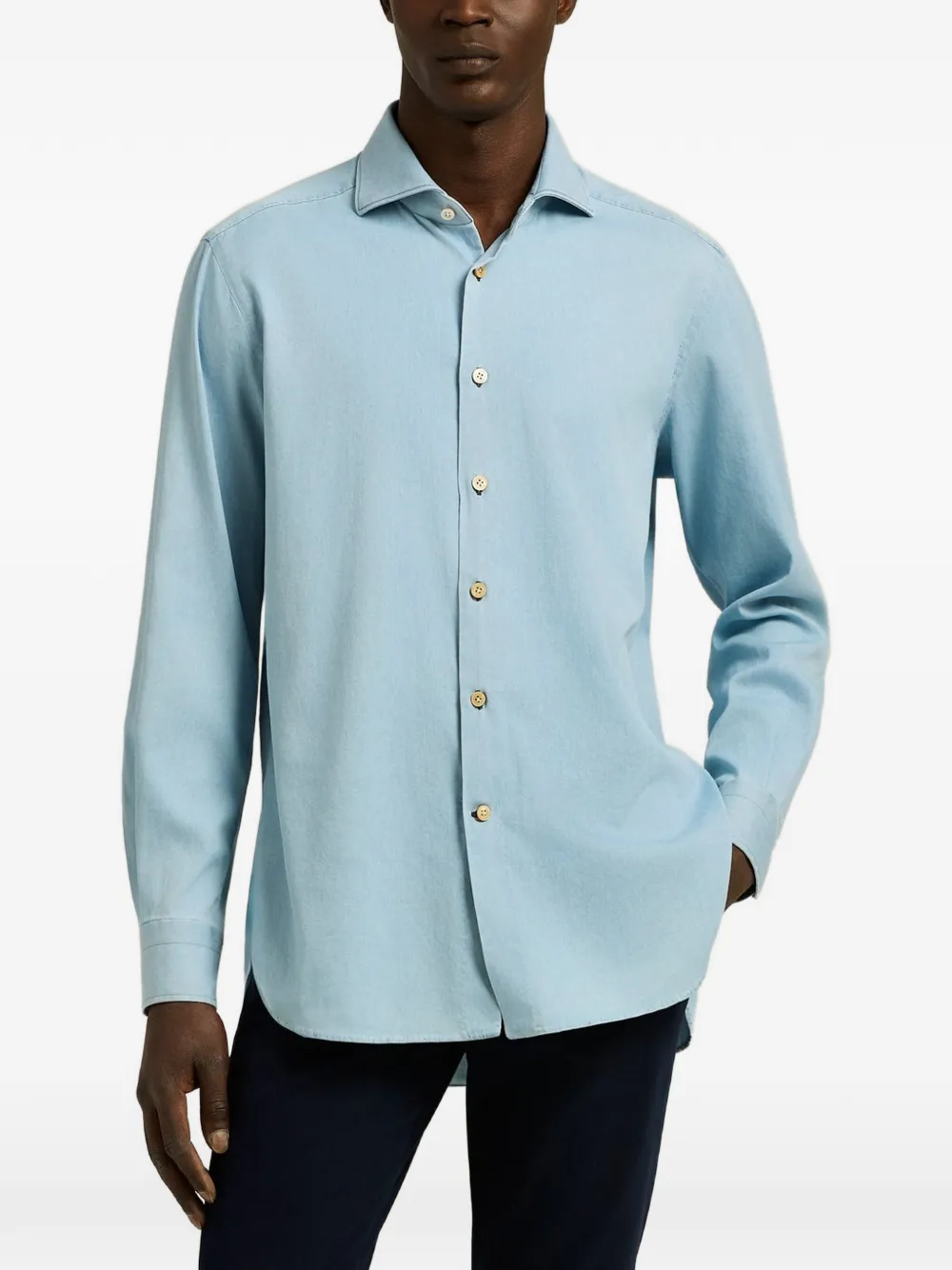 Kiton spread-collar shirt Blauw