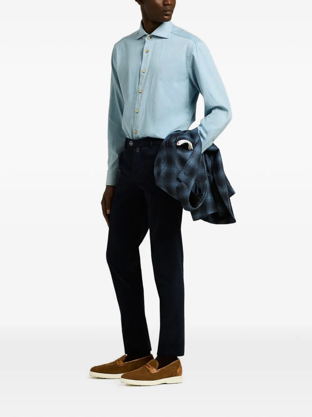 Kiton spread-collar shirt Blauw