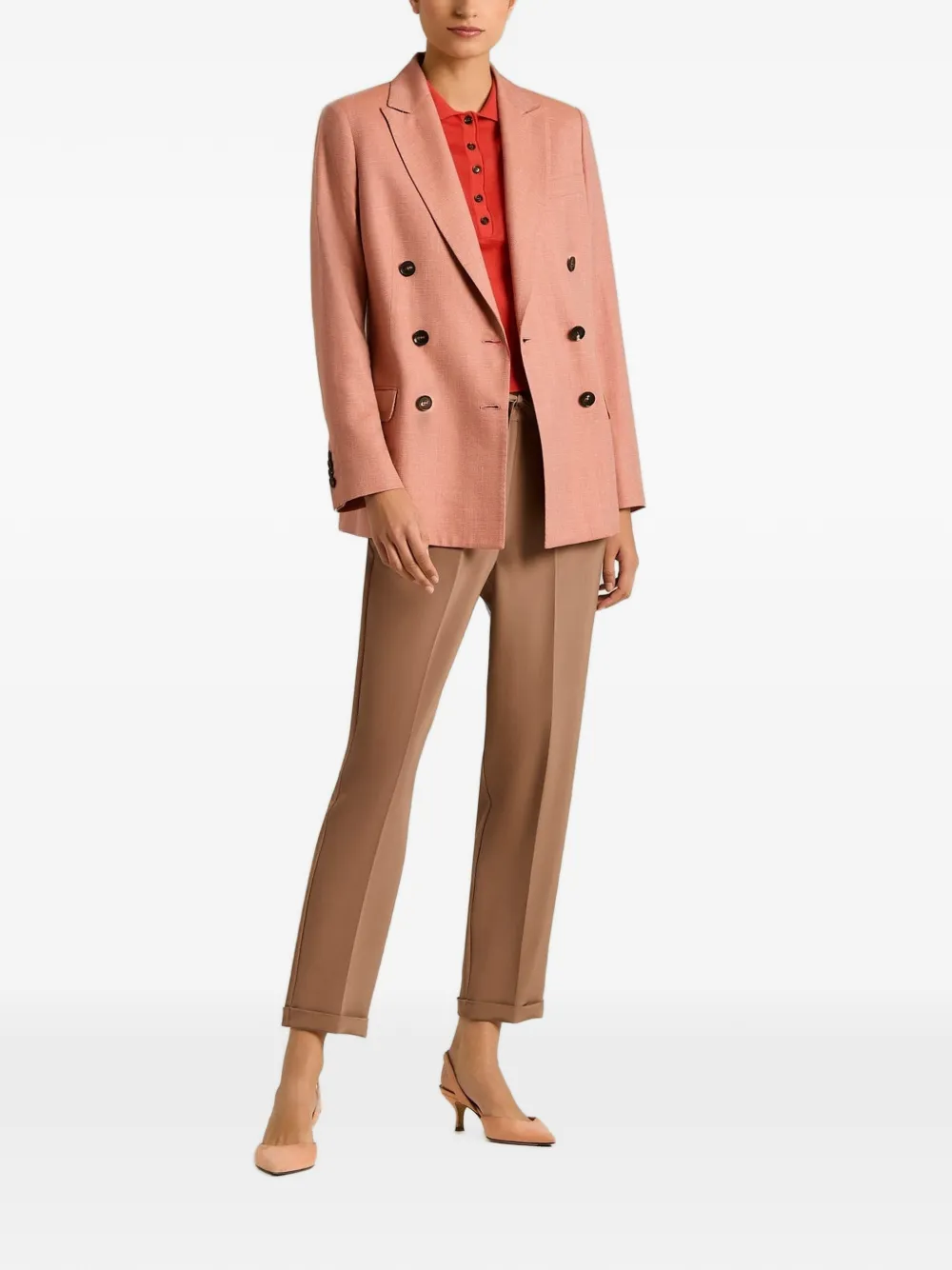 Kiton double-breasted tailored jacket Roze