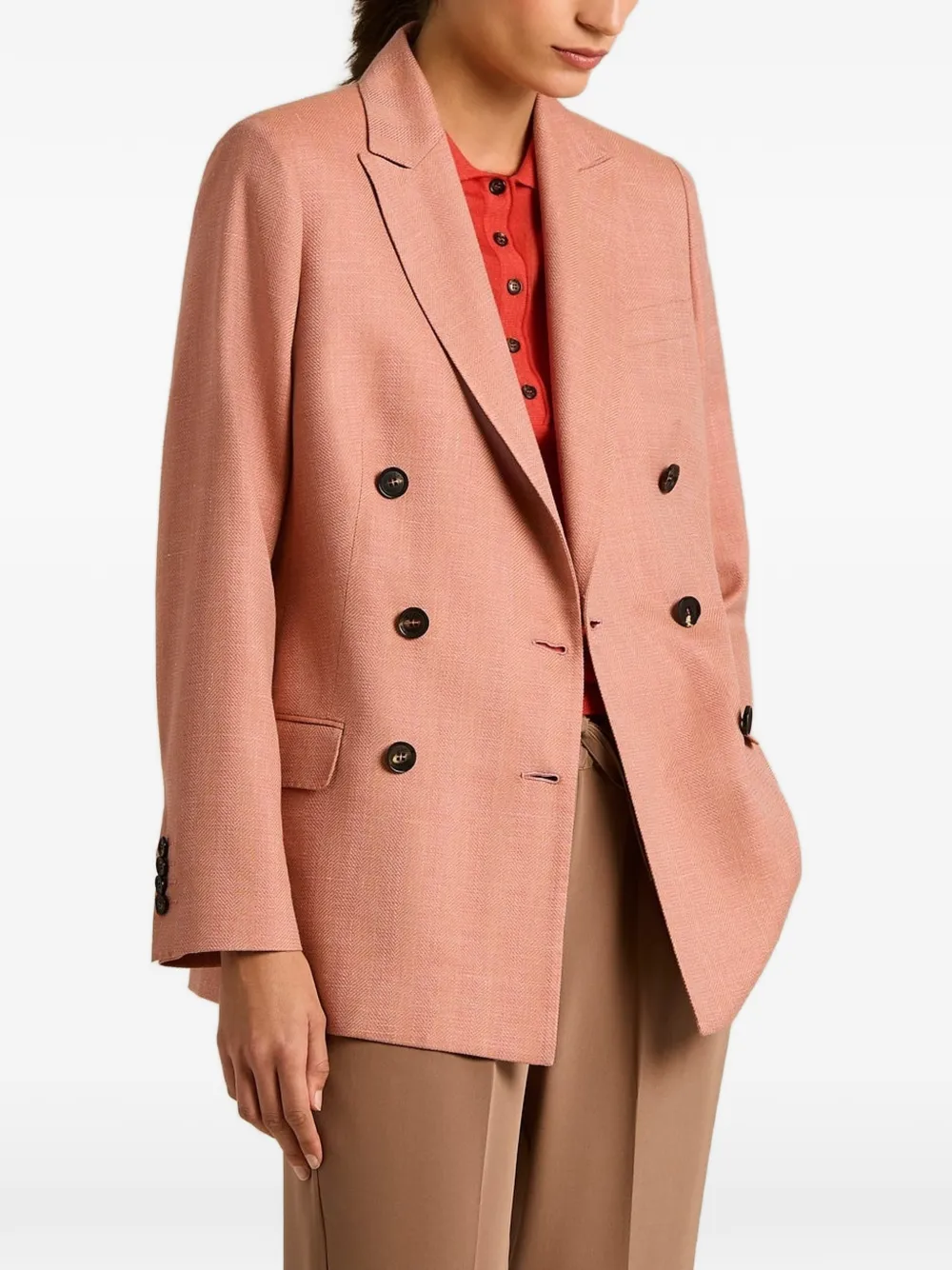 Kiton double-breasted tailored jacket Roze