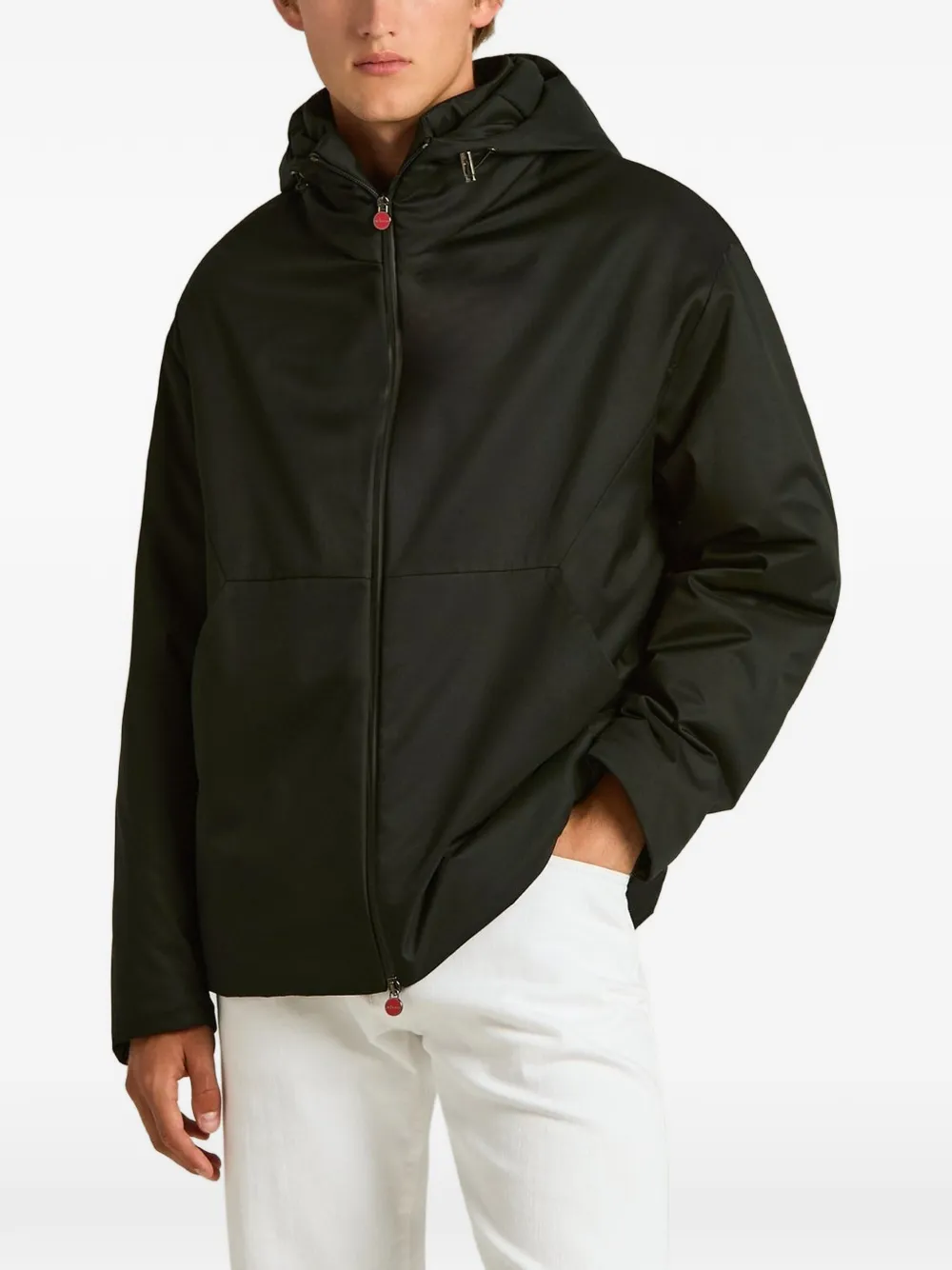 Kiton hooded technical jacket Zwart
