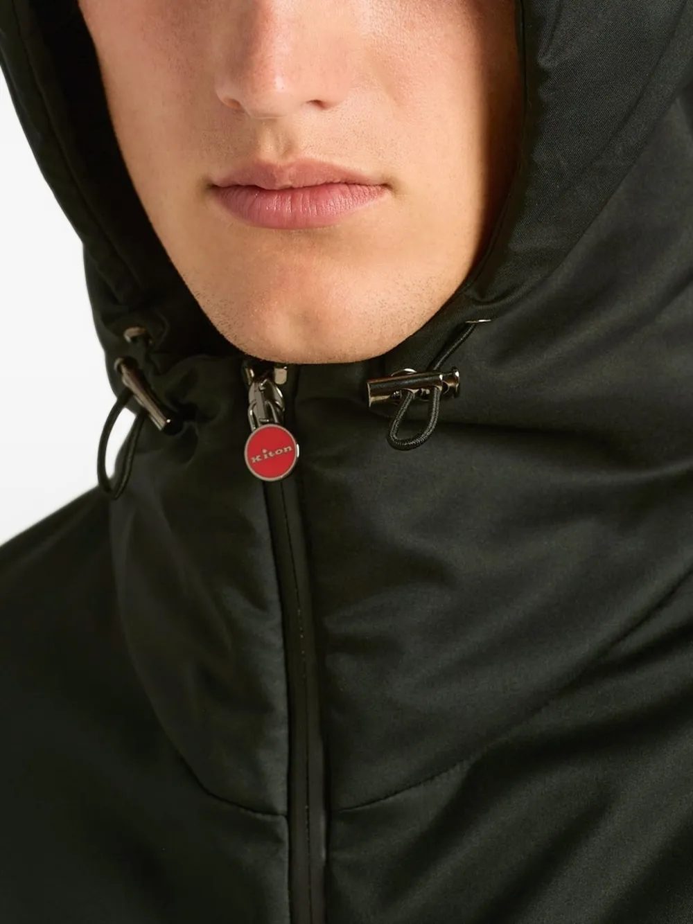 Kiton hooded technical jacket Zwart