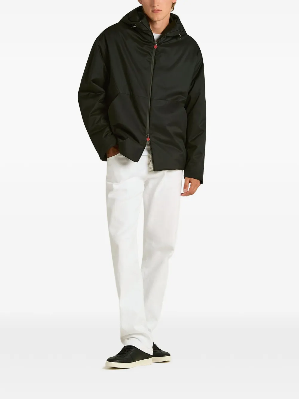 Kiton hooded technical jacket Zwart